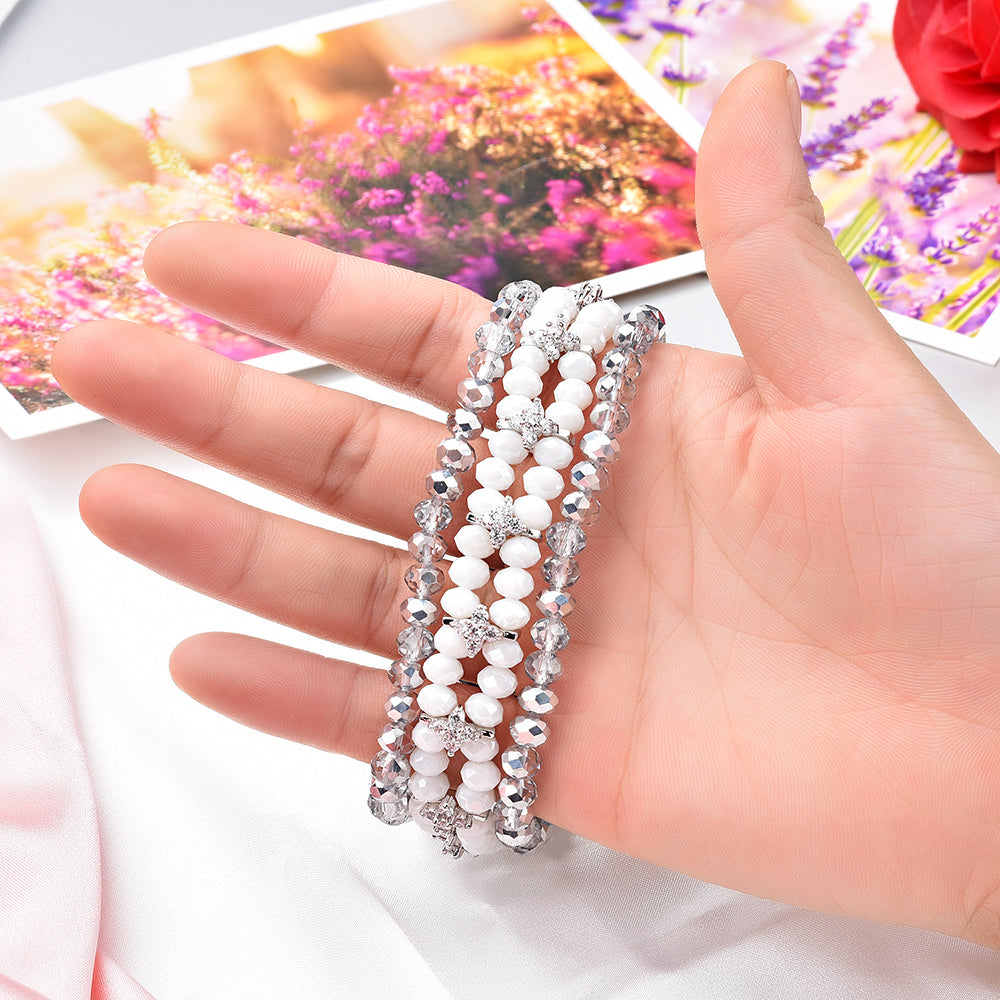 Crystal Pearls Bracelet Exquisite Stylish Watch Band for Apple Watch Series 8 41mm / Series 7 41mm / SE / SE(2022) / Series 6 / 5 / 4 40mm / Series 3 / 2 / 1 38mm - Crystal White