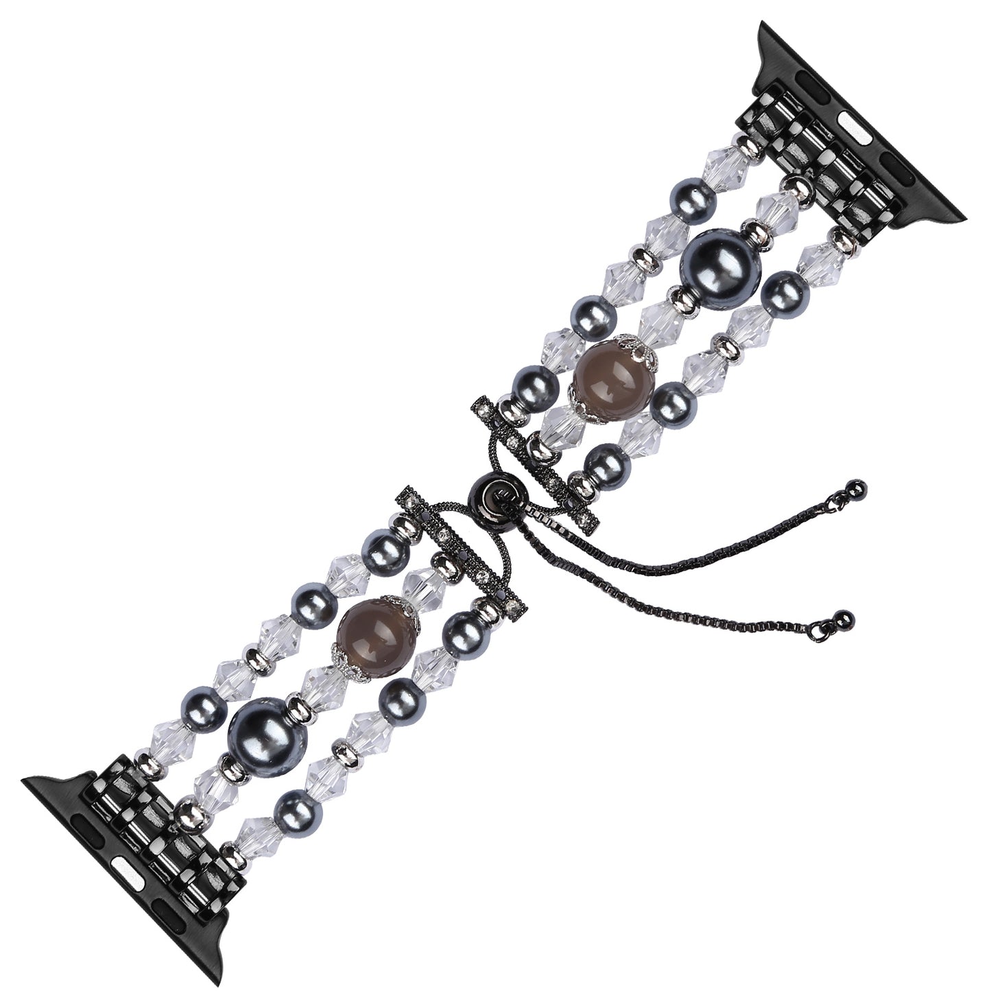 Stylish Agate Pearl Watch Strap Replacement Band for Apple Watch Series 8 41mm / Series 7 41mm / Apple Watch Series 1 / 2 / 3 38mm / Apple Watch Series SE / SE(2022) / 6 / 5 / 4 40mm - Agate / Grey