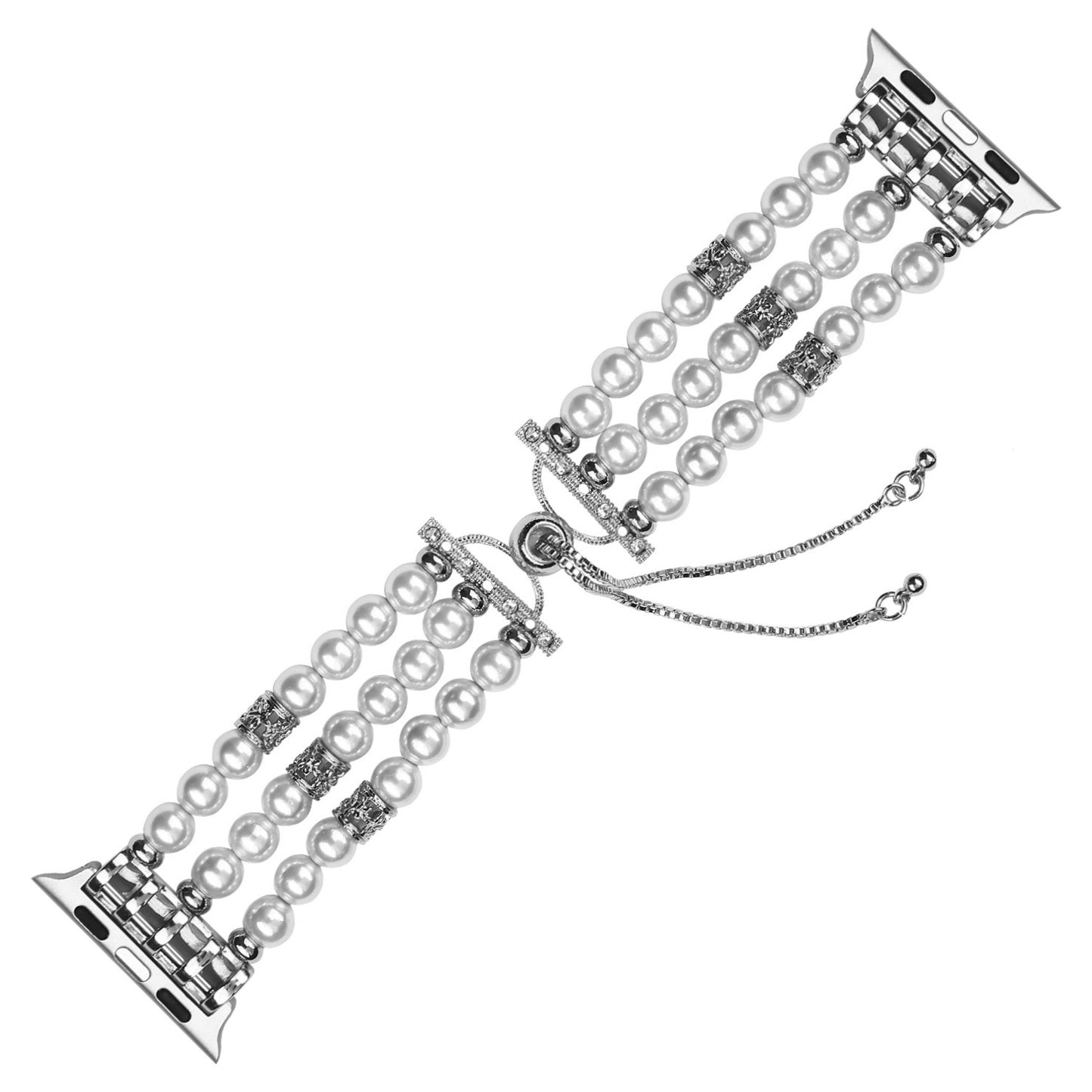 Stylish Agate Pearl Watch Strap Replacement Band for Apple Watch Series 8 41mm / Series 7 41mm / Apple Watch Series 1 / 2 / 3 38mm / Apple Watch Series SE / SE(2022) / 6 / 5 / 4 40mm - Pearl / White