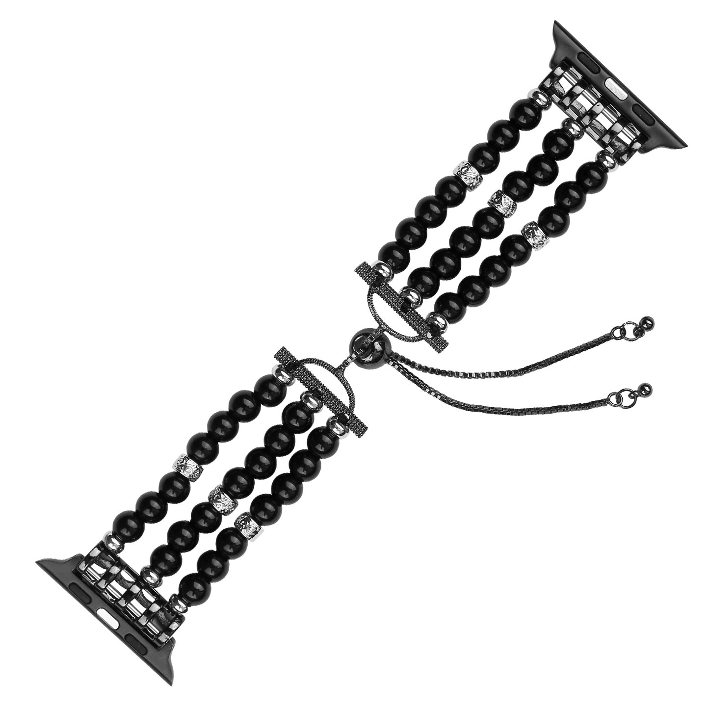 Fashionable Agate Pearl Smart Bracelet Smart Watch Strap for Apple Watch Ultra 49mm / Series 8 45mm / 7 45mm / Apple Watch Series 1 / 2 / 3 42mm / SE 44mm / SE (2022) 44mm / 6 / 5 / 4 44mm - Pearl / Black