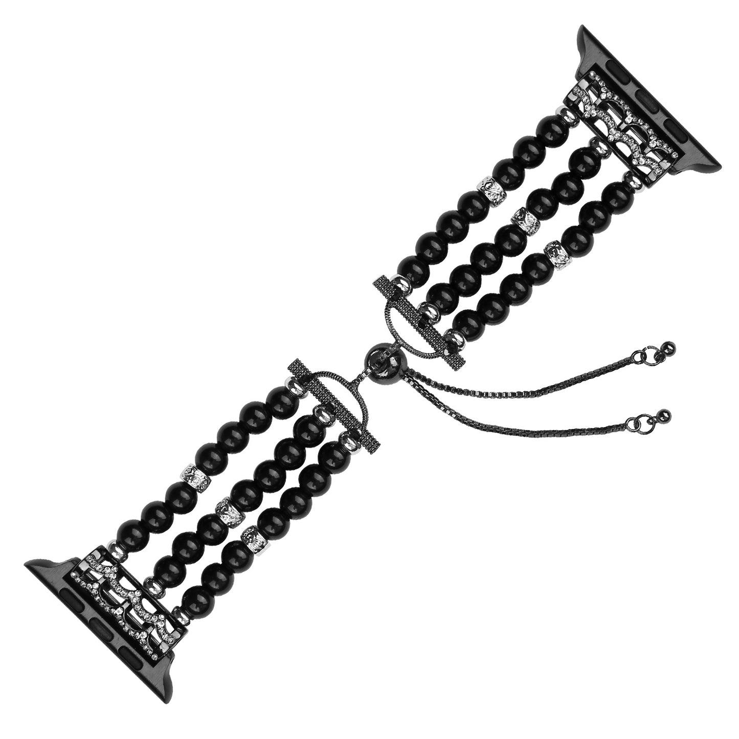 Fashionable Agate Pearl Smart Bracelet Smart Watch Strap for Apple Watch Ultra 49mm / Series 8 45mm / 7 45mm / Apple Watch Series 1 / 2 / 3 42mm / SE 44mm / SE (2022) 44mm / 6 / 5 / 4 44mm - Pearl / Black