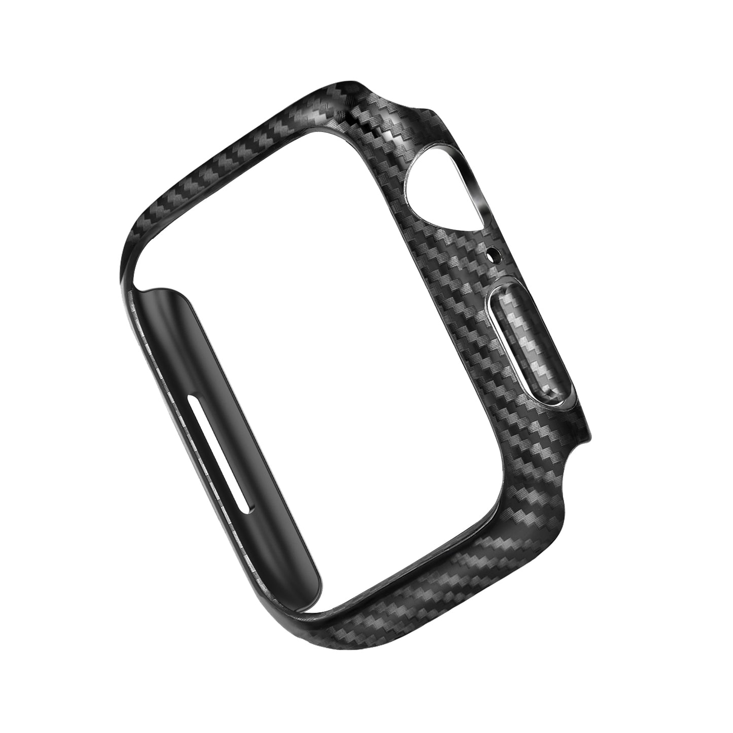 Replacement Carbon Fiber Texture Watch Case Genuine Leather Wrist Band for Apple Watch Series 7 41mm