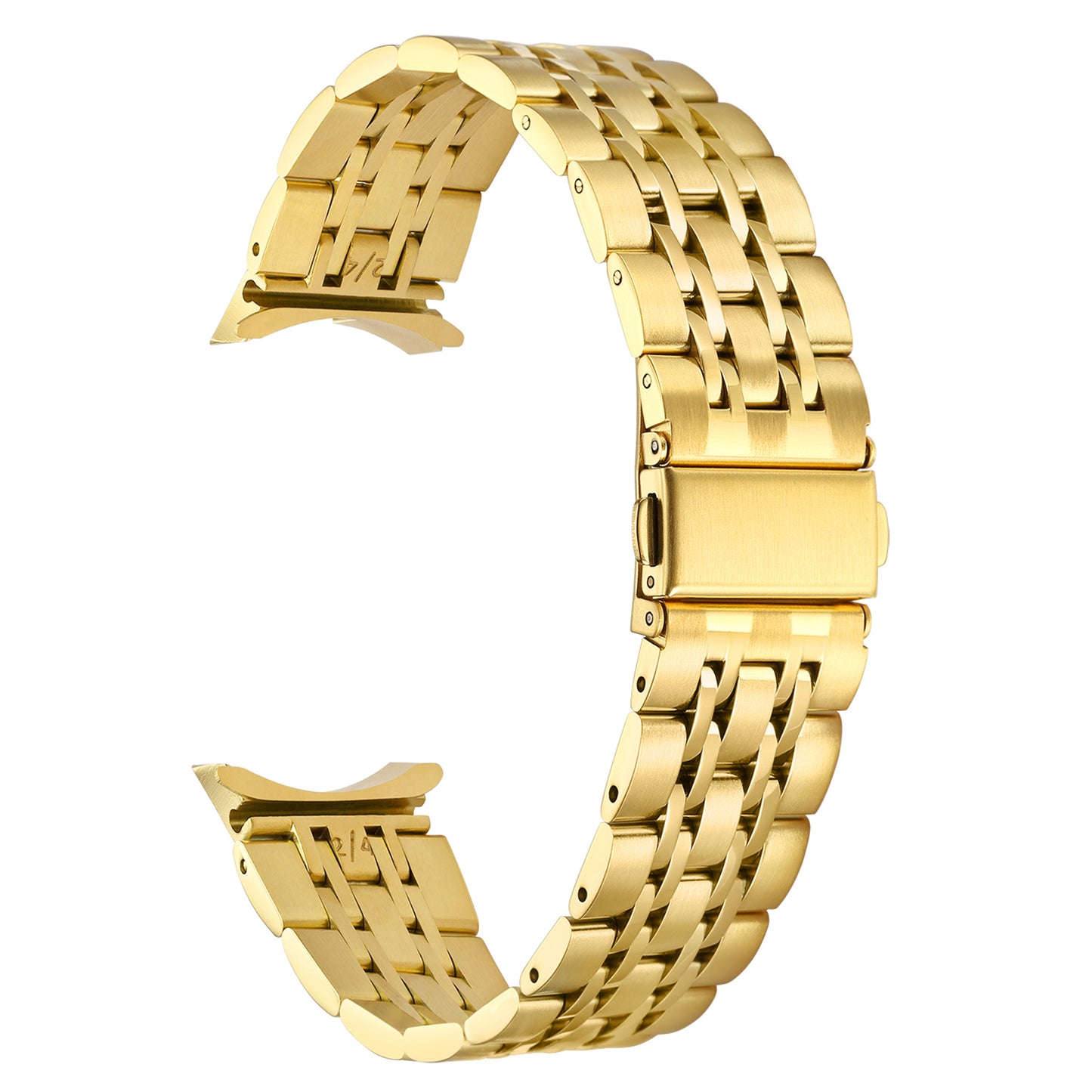 for Samsung Galaxy Watch6 40mm 44mm / Watch6 Classic 43mm 47mm / Watch 5 40mm 44mm / 5 Pro 45mm / Watch4 40mm 44mm 7-Beads Stylish Stainless Steel Watch Band Replacement Strap - Gold