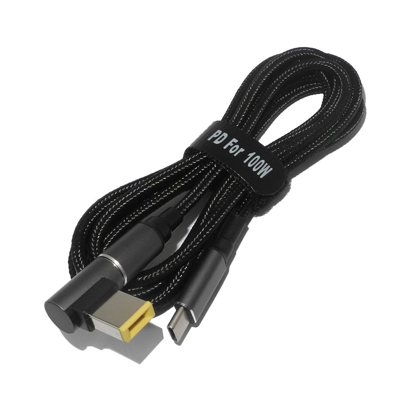 USB-C to Square Plug for Lenovo/IBM/ThinkPad Laptop, 1.8m PD 100W Magnetic Absorption DC Cable E-Mark Chip Notebook Adapter Fast Charging