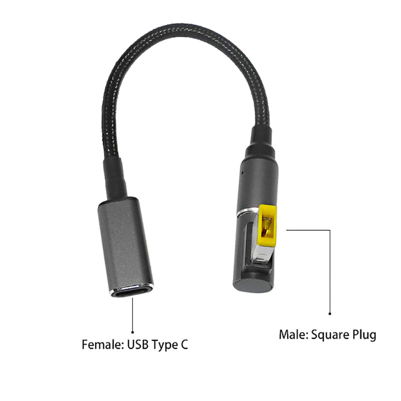 Uniqkart for Lenovo G405s G500 G500s G505 G505s G510 G700 100W Laptop Charging Cable USB C to Square Plug Magnetic Converter Cord