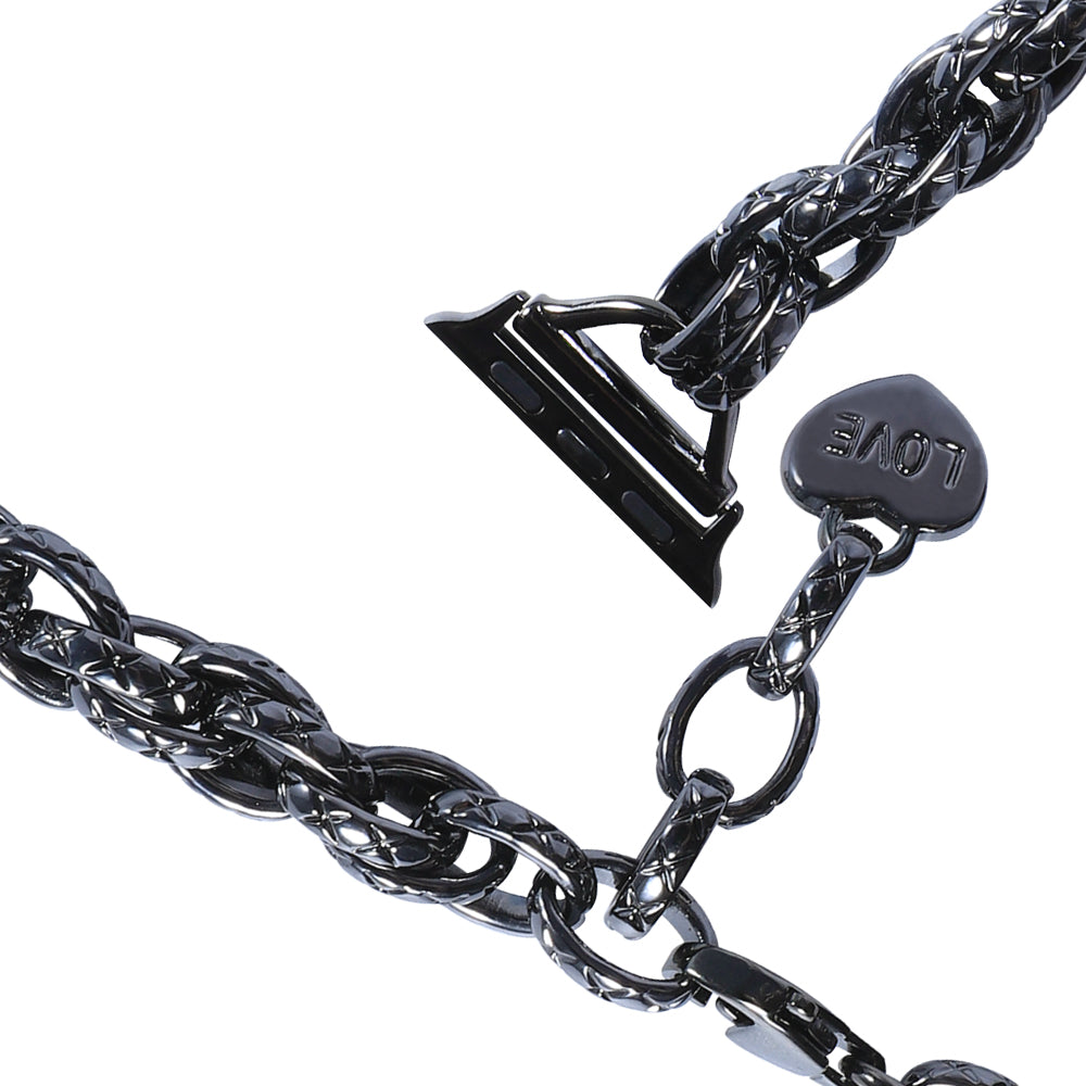 for Apple Watch Series 8 41mm / Series 7 41mm / Watch SE / SE(2022) / Series 6 / 5 / 4 40mm / Series 3 / 2 / 1 38mm Stainless Steel Watch Strap Replacement Bracelet with Pendant - Black