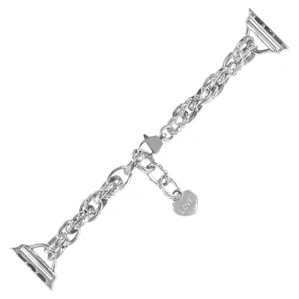 for Apple Watch Series 8 41mm / Series 7 41mm / Watch SE / SE(2022) / Series 6 / 5 / 4 40mm / Series 3 / 2 / 1 38mm Stainless Steel Watch Strap Replacement Bracelet with Pendant - Silver