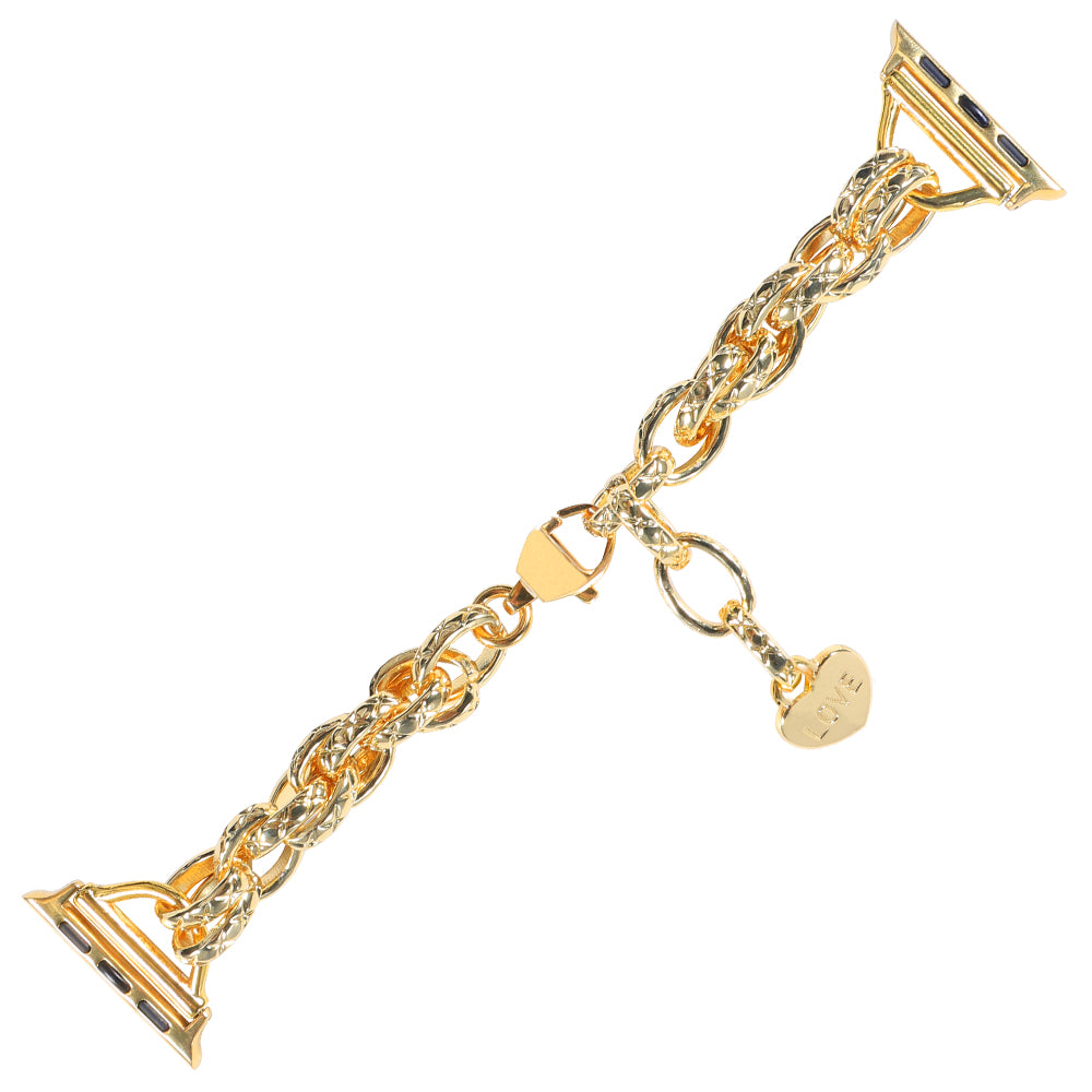 for Apple Watch Series 8 41mm / Series 7 41mm / Watch SE / SE(2022) / Series 6 / 5 / 4 40mm / Series 3 / 2 / 1 38mm Stainless Steel Watch Strap Replacement Bracelet with Pendant - Gold