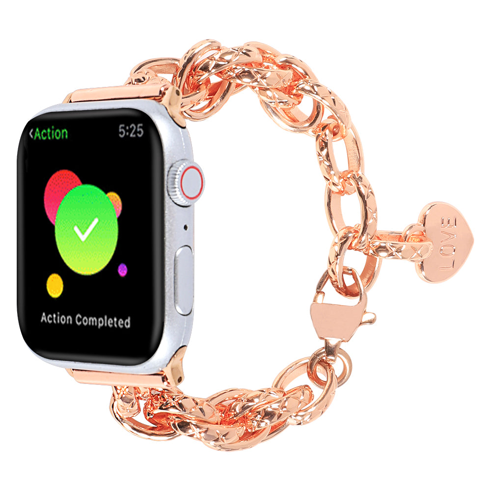 for Apple Watch Ultra 49mm / Series 8 45mm / 7 45mm / Watch SE 44mm / SE (2022) 44mm / Series 6 / 5 / 4 44mm / Series 3 / 2 / 1 42mm Watch Strap Stainless Steel 22mm Smart Watch Bracelet - Rose Gold