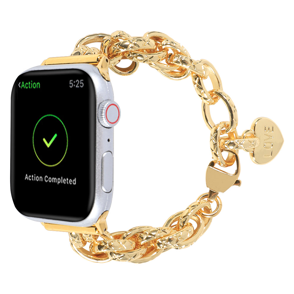 for Apple Watch Ultra 49mm / Series 8 45mm / 7 45mm / Watch SE 44mm / SE (2022) 44mm / Series 6 / 5 / 4 44mm / Series 3 / 2 / 1 42mm Watch Strap Stainless Steel 22mm Smart Watch Bracelet - Gold