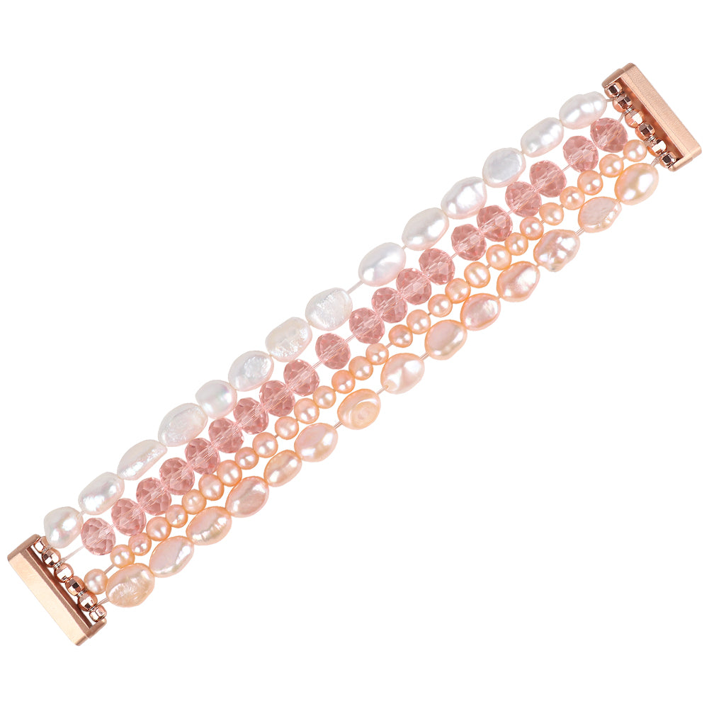 Uniqkart for Fitbit Versa 3 Pearl + Crystal Stylish Bracelet Replacement Wrist Strap Watch Band - Pink