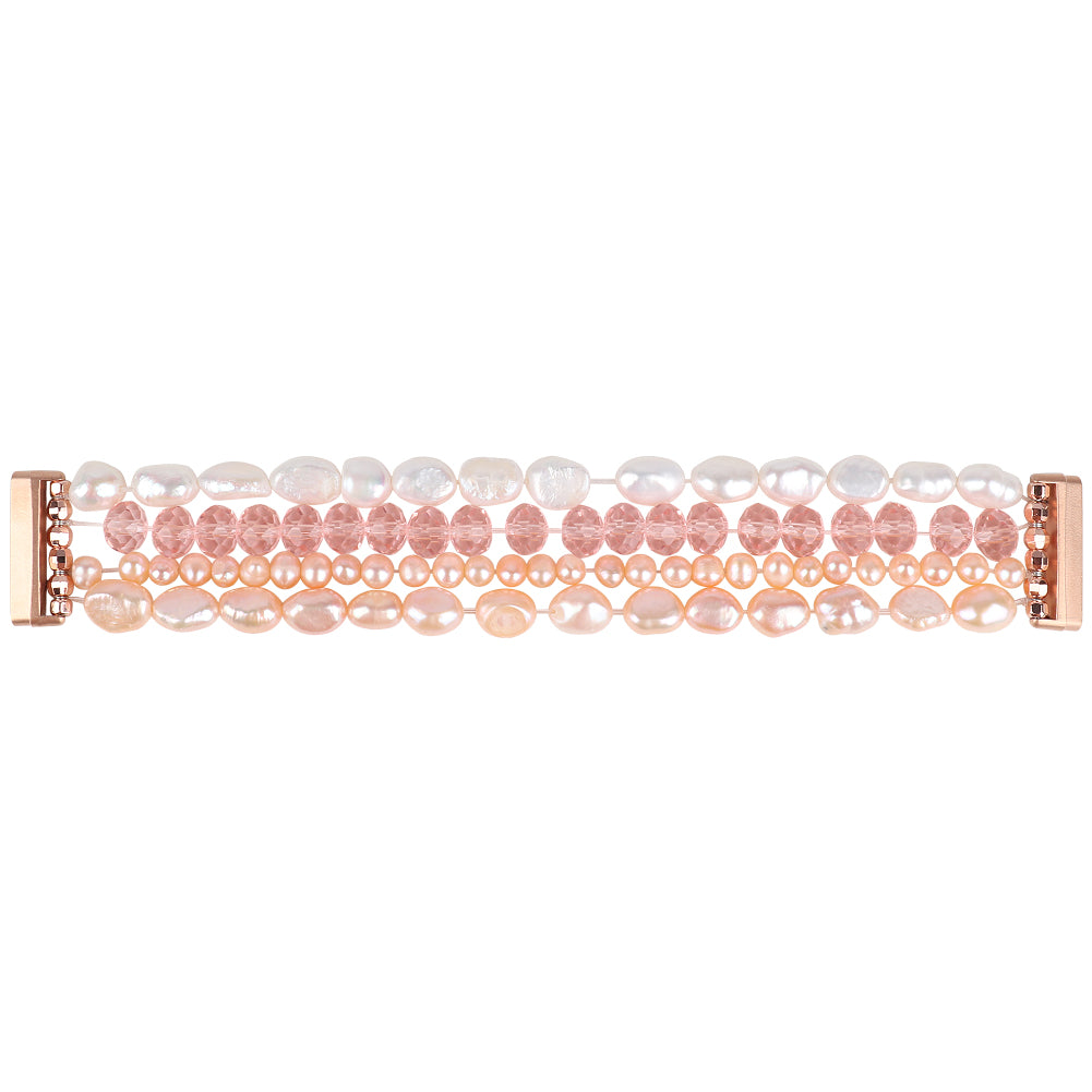 Uniqkart for Fitbit Versa 3 Pearl + Crystal Stylish Bracelet Replacement Wrist Strap Watch Band - Pink