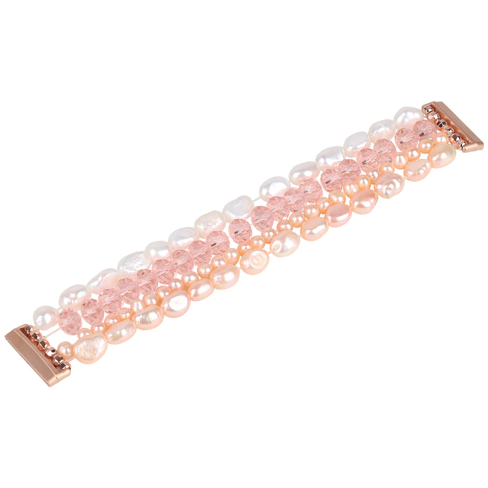 Uniqkart for Fitbit Versa 3 Pearl + Crystal Stylish Bracelet Replacement Wrist Strap Watch Band - Pink