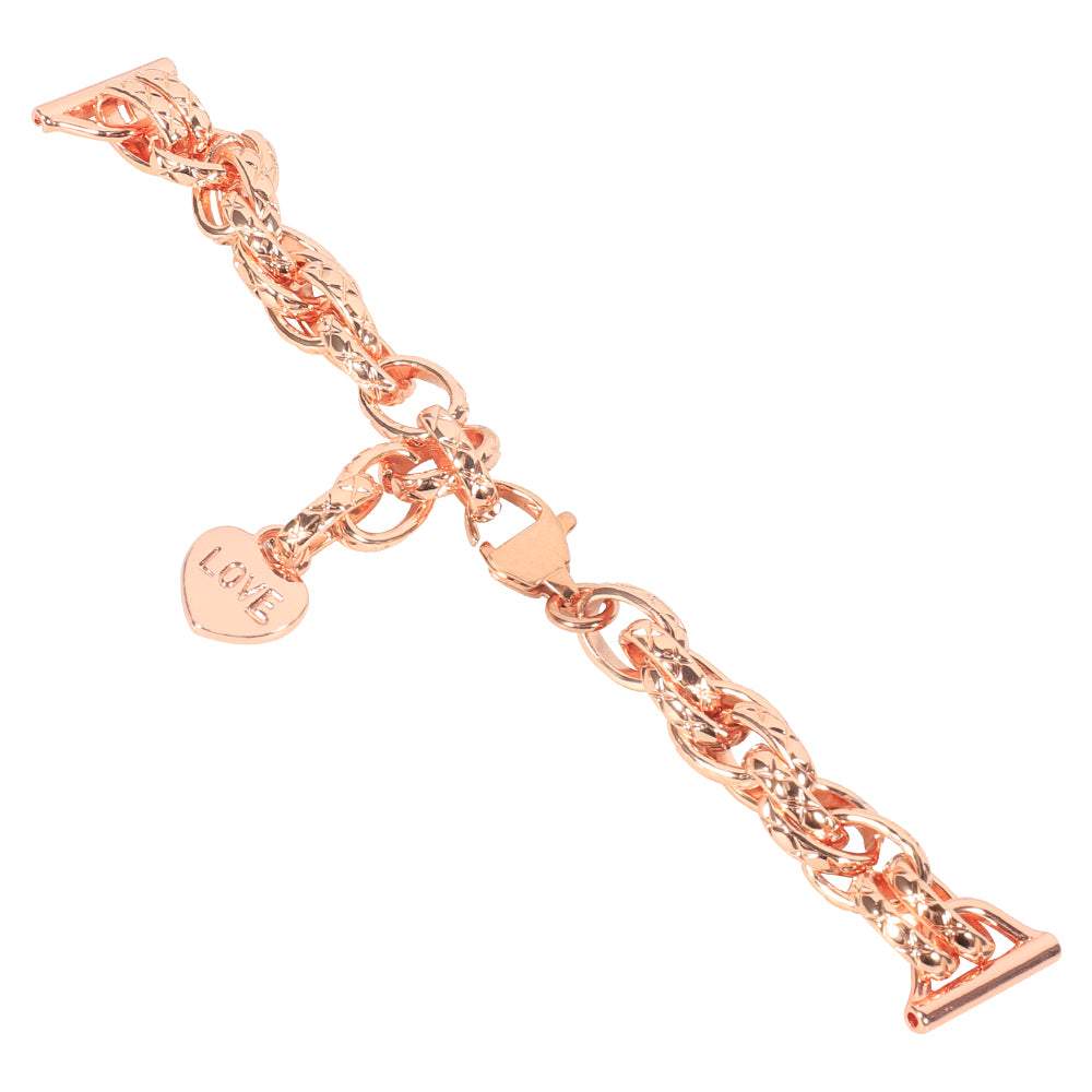 For Huawei Watch GT3 46mm/Xiaomi Haylou RS3 Watch Band 22mm Stainless Steel Replacement Bracelet with Heart Pendant - Rose Gold