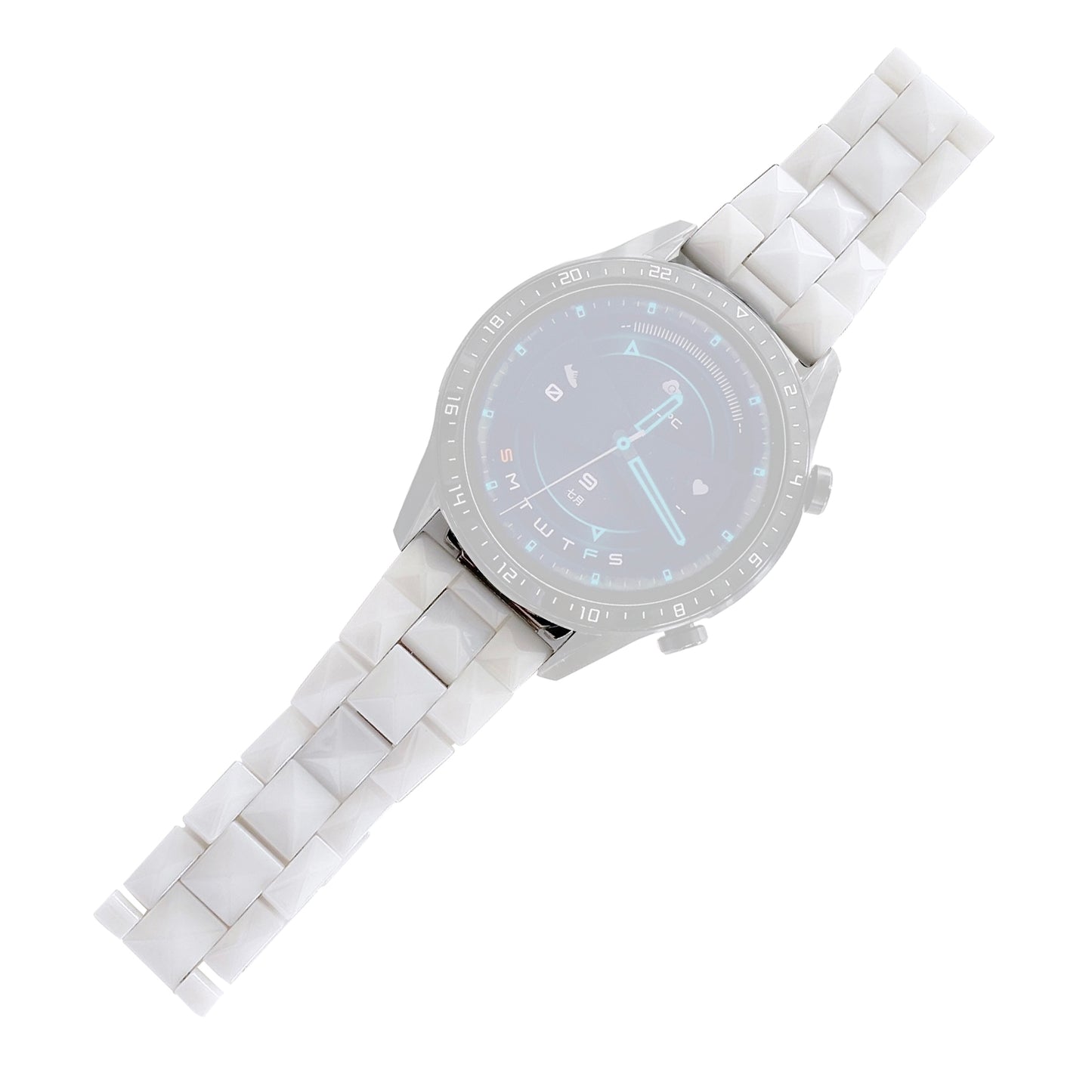 For Huawei Watch GT 3 42mm/Samsung Galaxy Watch4/Watch4 Classic 46mm/42mm Rhombus Grid Design Ceramic Watch Strap Wrist Band 20mm - White