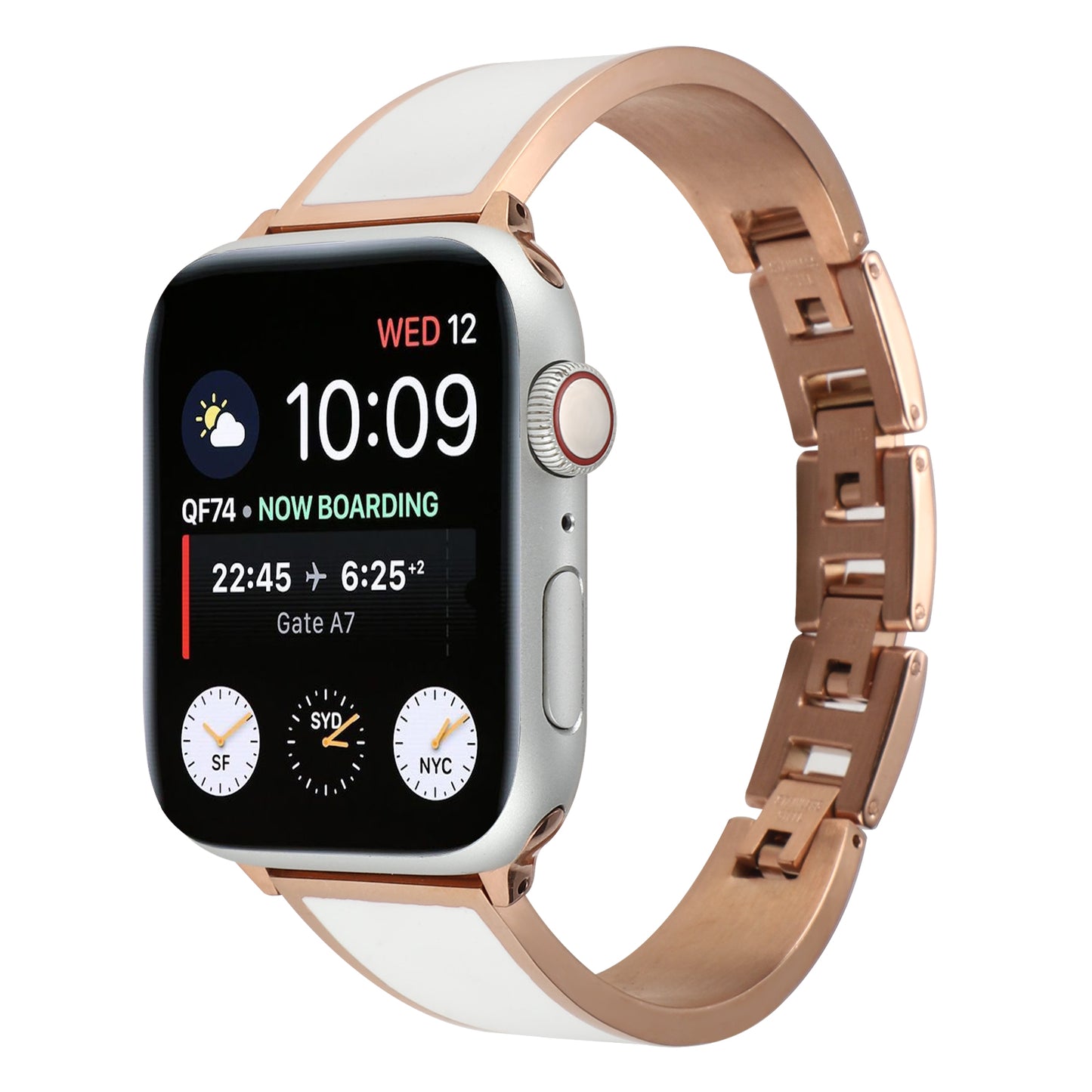 for Apple Watch Series 1 / 2 / 3 38mm / SE / SE(2022) / Series 4 / 5 / 6 40mm / Series 7 41mm / Series 8 41mm Chain Splicing Stainless Steel Watchband Watch Strap - White