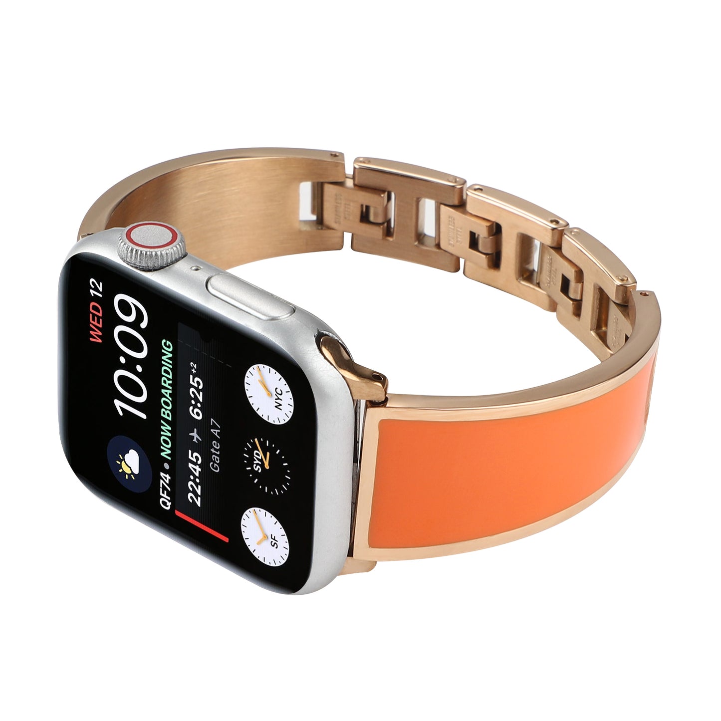 for Apple Watch Series 1 / 2 / 3 38mm / SE / SE(2022) / Series 4 / 5 / 6 40mm / Series 7 41mm / Series 8 41mm Chain Splicing Stainless Steel Watchband Watch Strap - Orange
