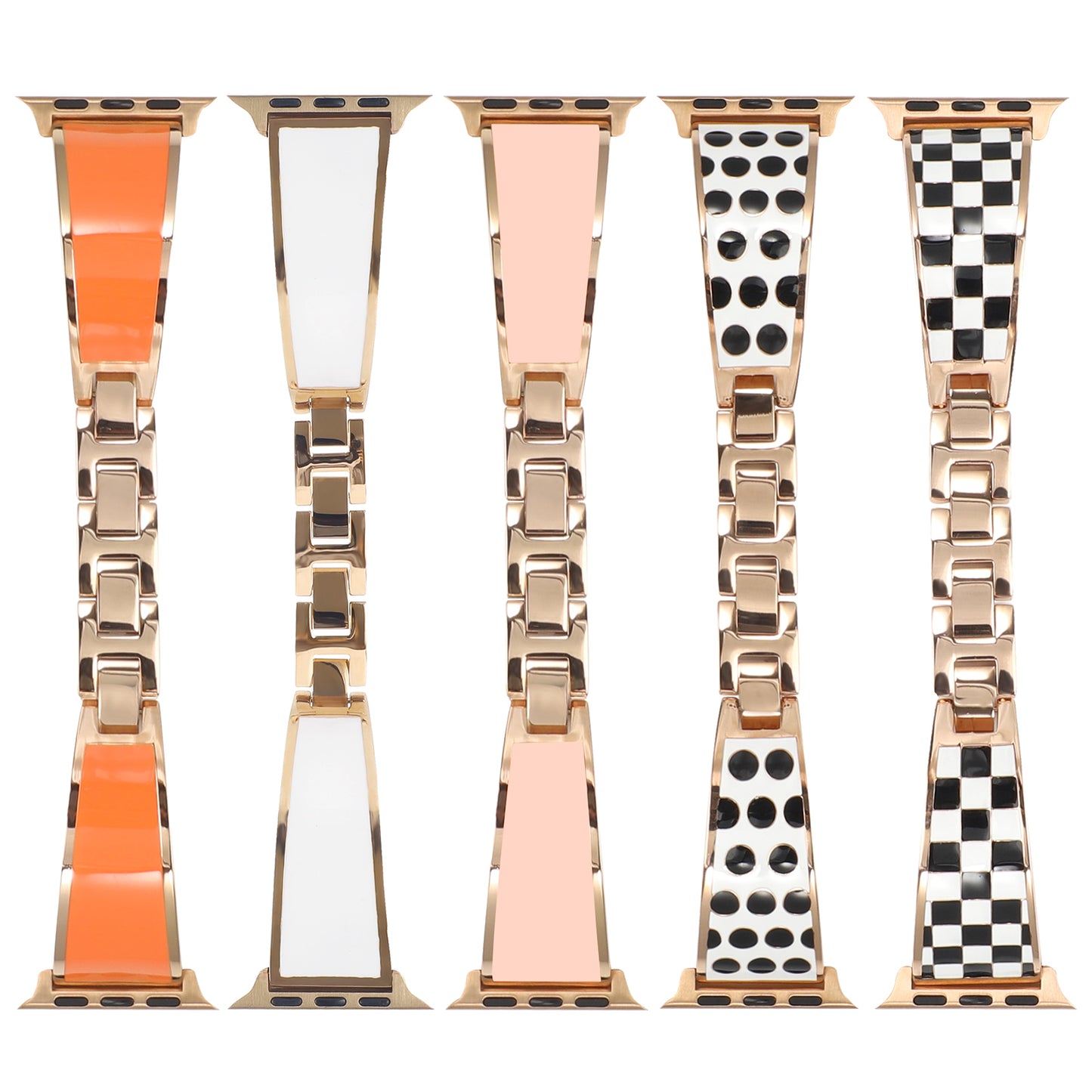 for Apple Watch Series 1 / 2 / 3 38mm / SE / SE(2022) / Series 4 / 5 / 6 40mm / Series 7 41mm / Series 8 41mm Chain Splicing Stainless Steel Watchband Watch Strap - Orange