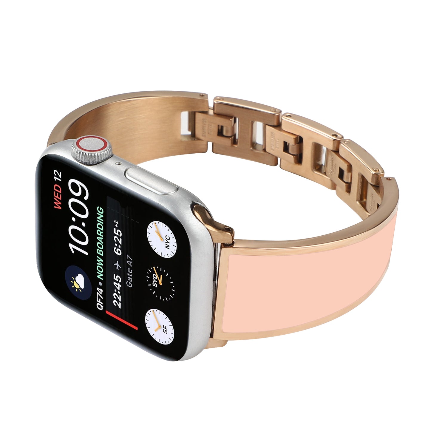 for Apple Watch Series 1 / 2 / 3 38mm / SE / SE(2022) / Series 4 / 5 / 6 40mm / Series 7 41mm / Series 8 41mm Chain Splicing Stainless Steel Watchband Watch Strap - Pink