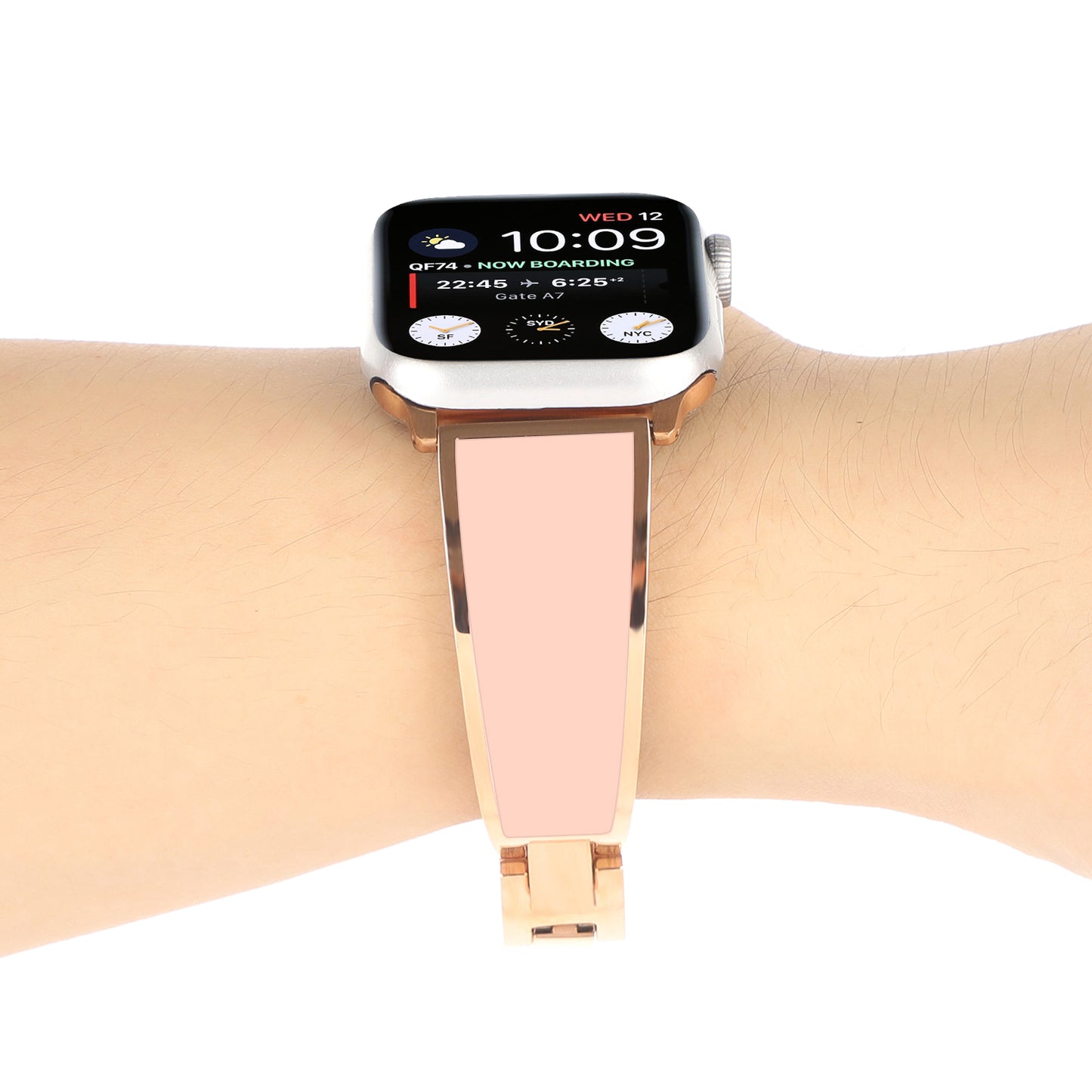 for Apple Watch Series 1 / 2 / 3 38mm / SE / SE(2022) / Series 4 / 5 / 6 40mm / Series 7 41mm / Series 8 41mm Chain Splicing Stainless Steel Watchband Watch Strap - Pink