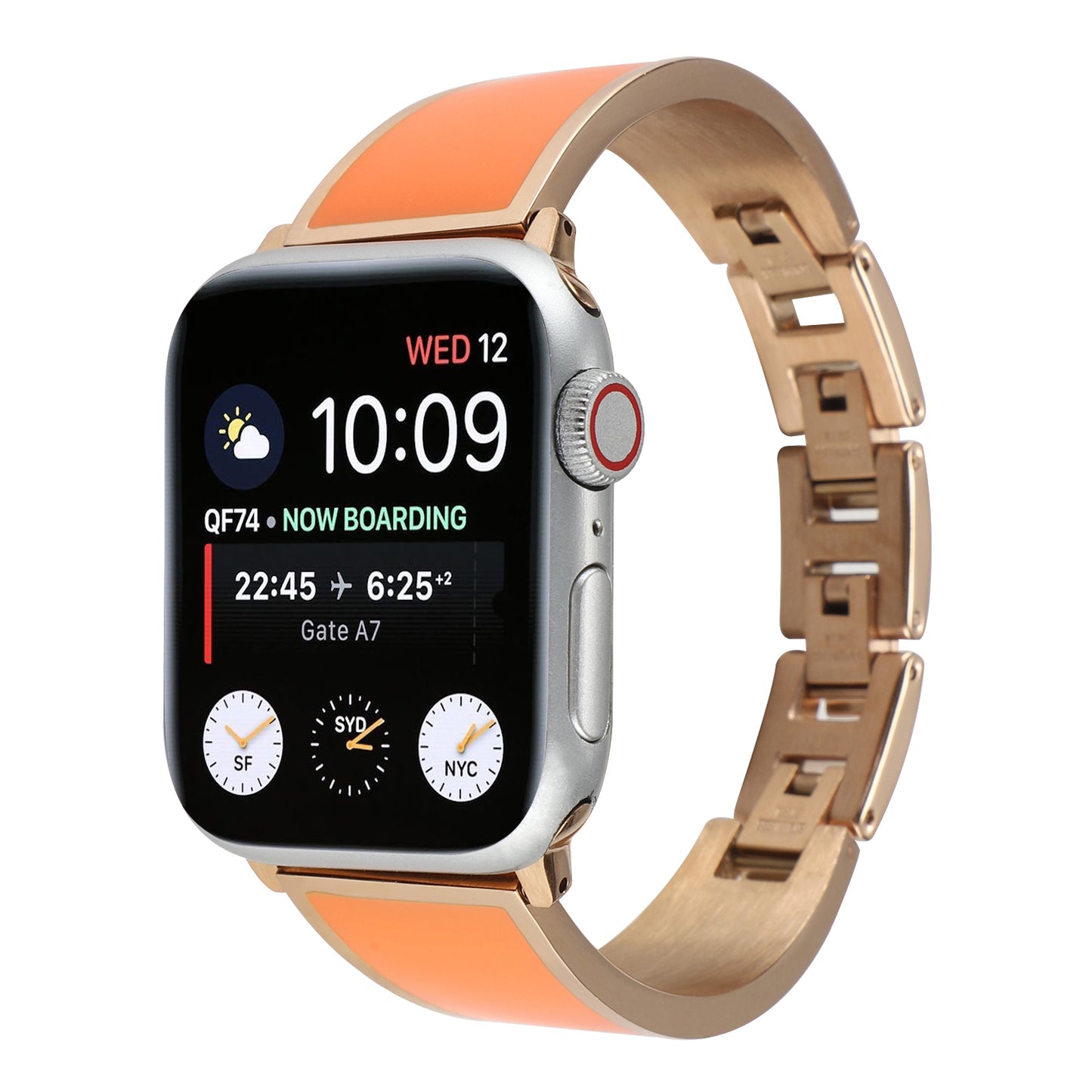 for Apple Watch Series 1 / 2 / 3 42mm / SE / Series 4 / 5 / 6 44mm / Series 7 45mm / Series 8 45mm Chain Style Bracelet Stainless Steel Watchband Watch Strap - Orange