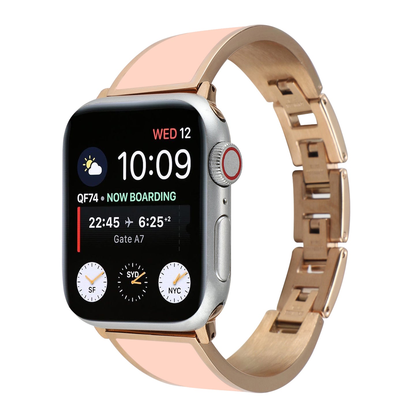 for Apple Watch Series 1 / 2 / 3 42mm / SE / Series 4 / 5 / 6 44mm / Series 7 45mm / Series 8 45mm Chain Style Bracelet Stainless Steel Watchband Watch Strap - Pink