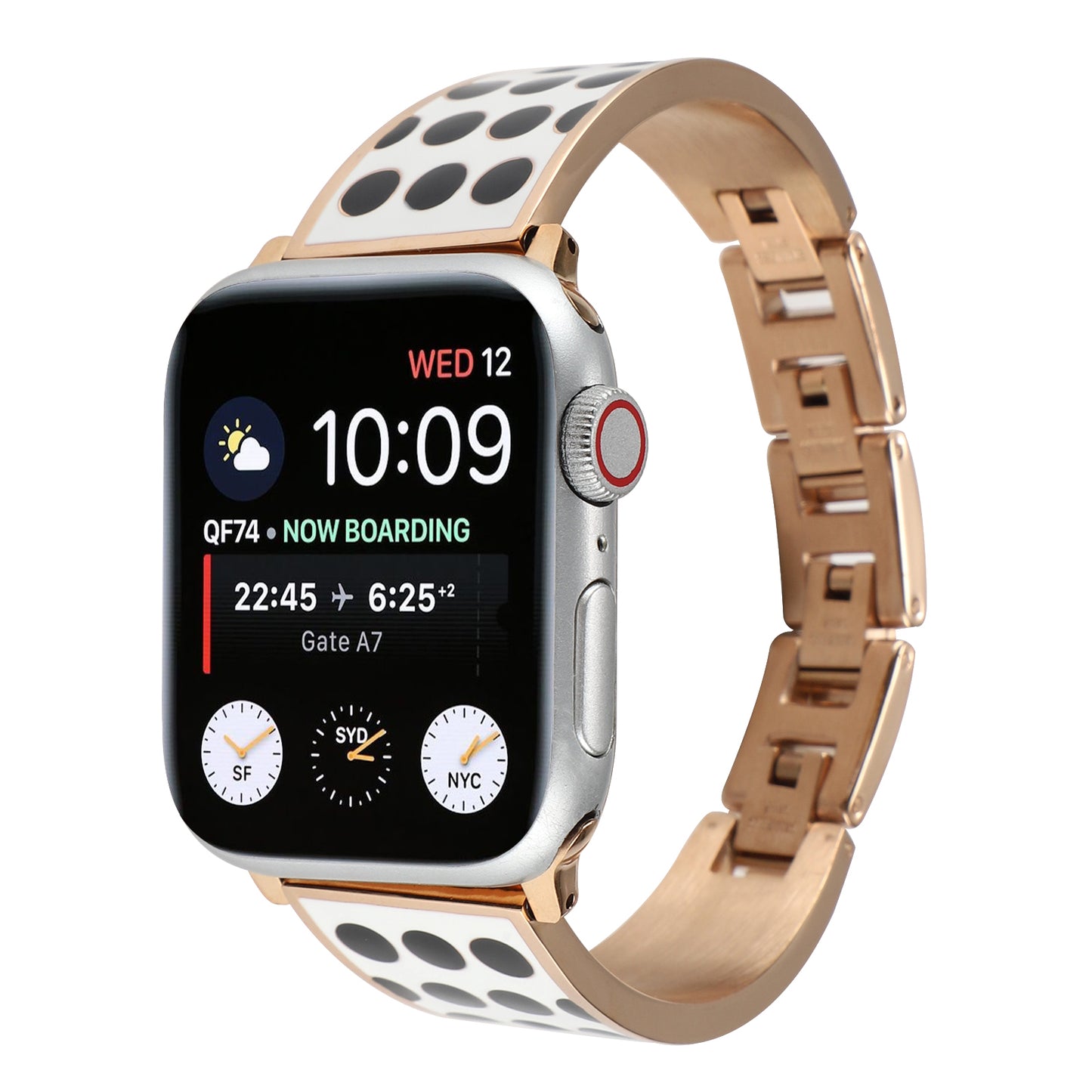 for Apple Watch Series 1 / 2 / 3 42mm / SE / Series 4 / 5 / 6 44mm / Series 7 45mm / Series 8 45mm Chain Style Bracelet Stainless Steel Watchband Watch Strap - Black Spot