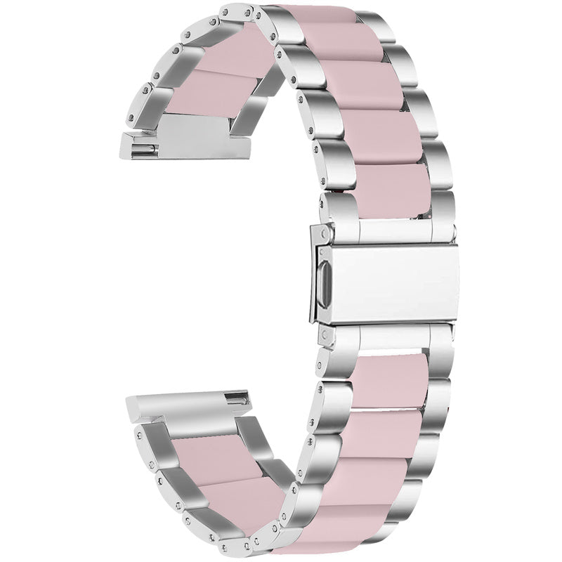 for Pebble Time Round/Pebble 2 Resin + Stainless Steel Durable Bracelet Smart Watch Wrist Band - Silver/Pink