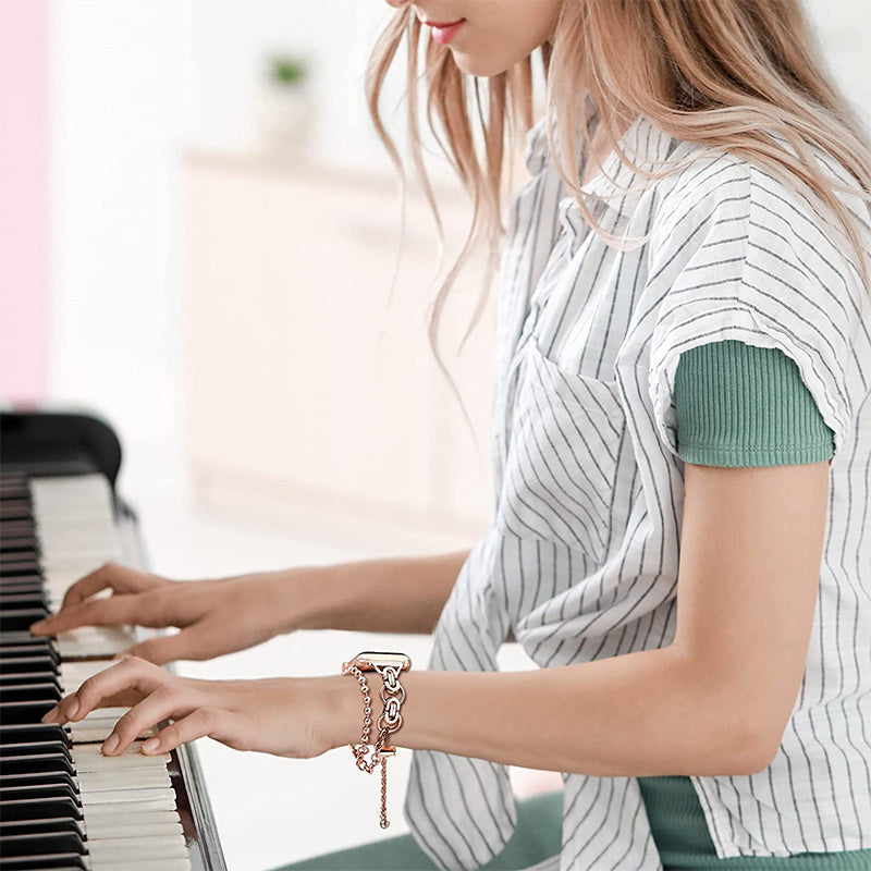 for Apple Watch Series 8 41mm / Series 7 41mm / SE / SE(2022) / SE / SE(2022)(2022) / Series 6 / 5 / 4 40mm / Series 3 / 2 / 1 38mm Watch Band Stainless Steel Bracelet Wristband Strap - Rose Gold