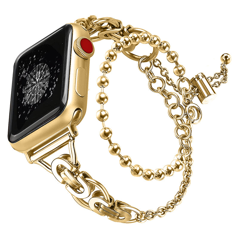 for Apple Watch Series 8 41mm / Series 7 41mm / SE / SE(2022) / Series 6 / 5 / 4 40mm / Series 3 / 2 / 1 38mm Watch Band Stainless Steel Bracelet Wristband Strap - Gold