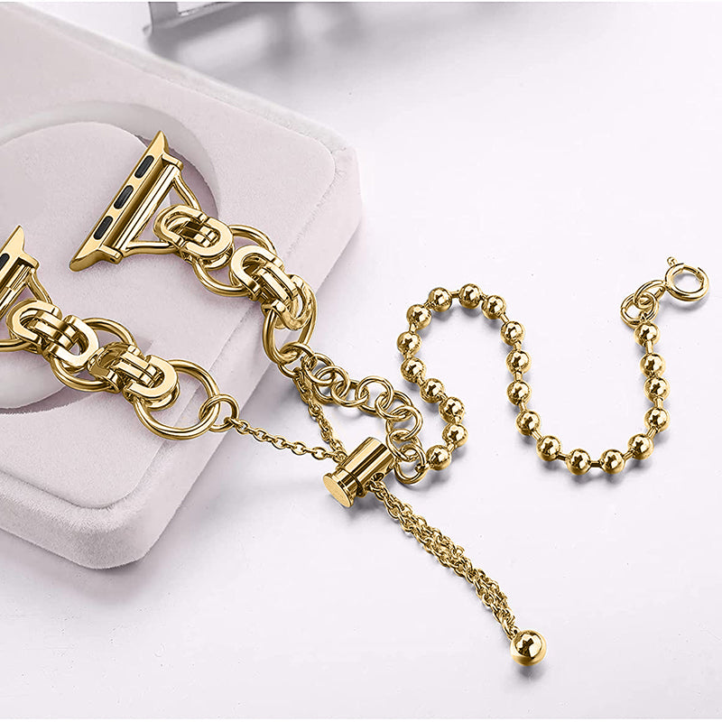 for Apple Watch Series 8 41mm / Series 7 41mm / SE / SE(2022) / Series 6 / 5 / 4 40mm / Series 3 / 2 / 1 38mm Watch Band Stainless Steel Bracelet Wristband Strap - Gold