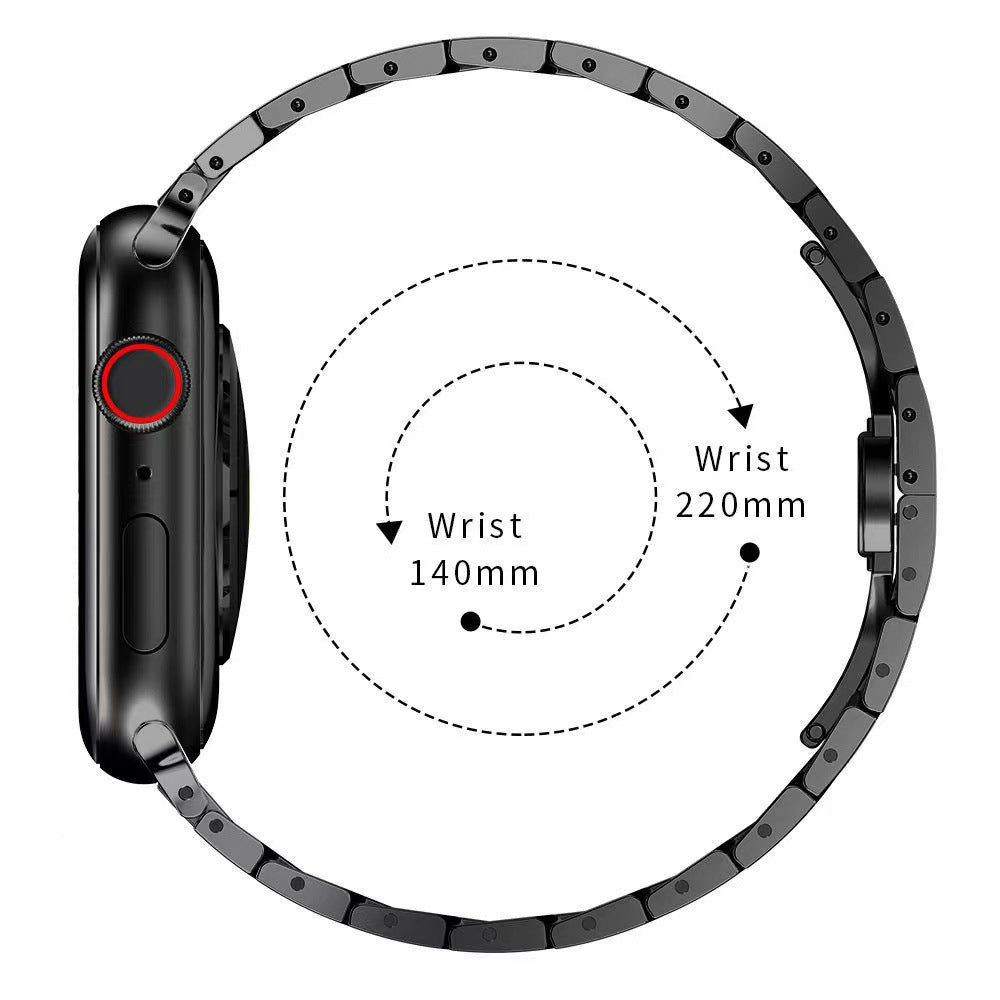 for Apple Watch Ultra 49mm / Series 8 / 7 45mm / Series 6 / 5 / 4 / SE / SE (2022) 44mm / Series 3 / 2 / 1 42mm Stainless Steel Watch Band Replacement Strap with Stylish Buckle - Black