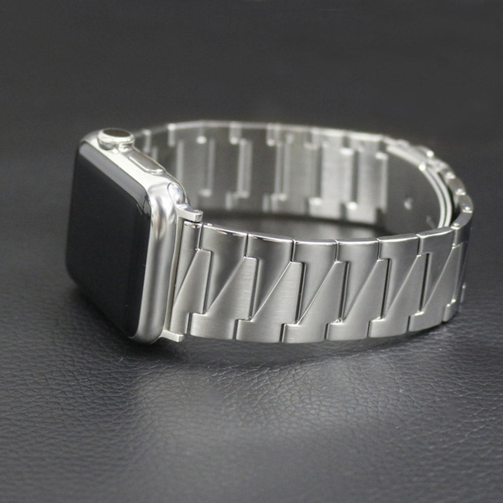 for Apple Watch Series 8 41mm / Series 7 41mm / Watch Series 6 / 5 / 4 / SE / SE(2022) 40mm / Watch Series 1 / 2 / 3 38mm Replacement Strap Stainless Steel Frosted Smartwatch Wrist Band - Silver