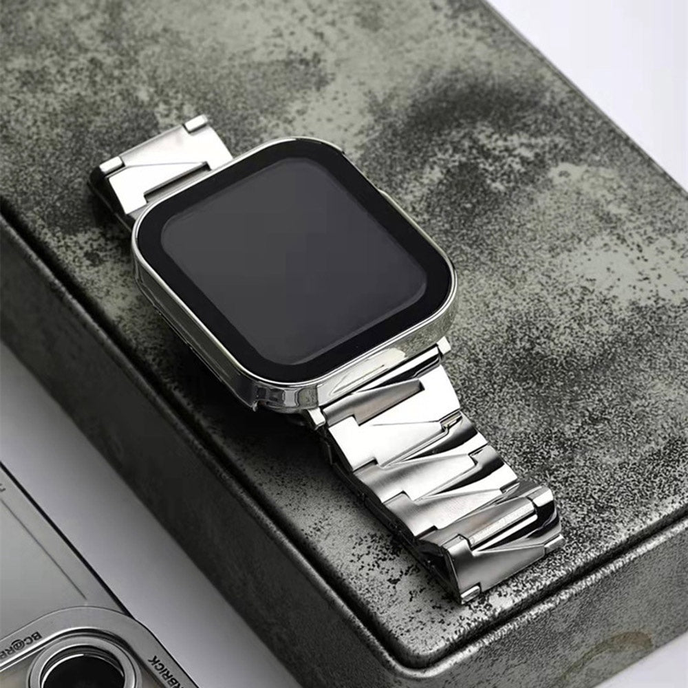for Apple Watch Series 8 41mm / Series 7 41mm / Watch Series 6 / 5 / 4 / SE / SE(2022) 40mm / Watch Series 1 / 2 / 3 38mm Replacement Strap Stainless Steel Frosted Smartwatch Wrist Band - Silver