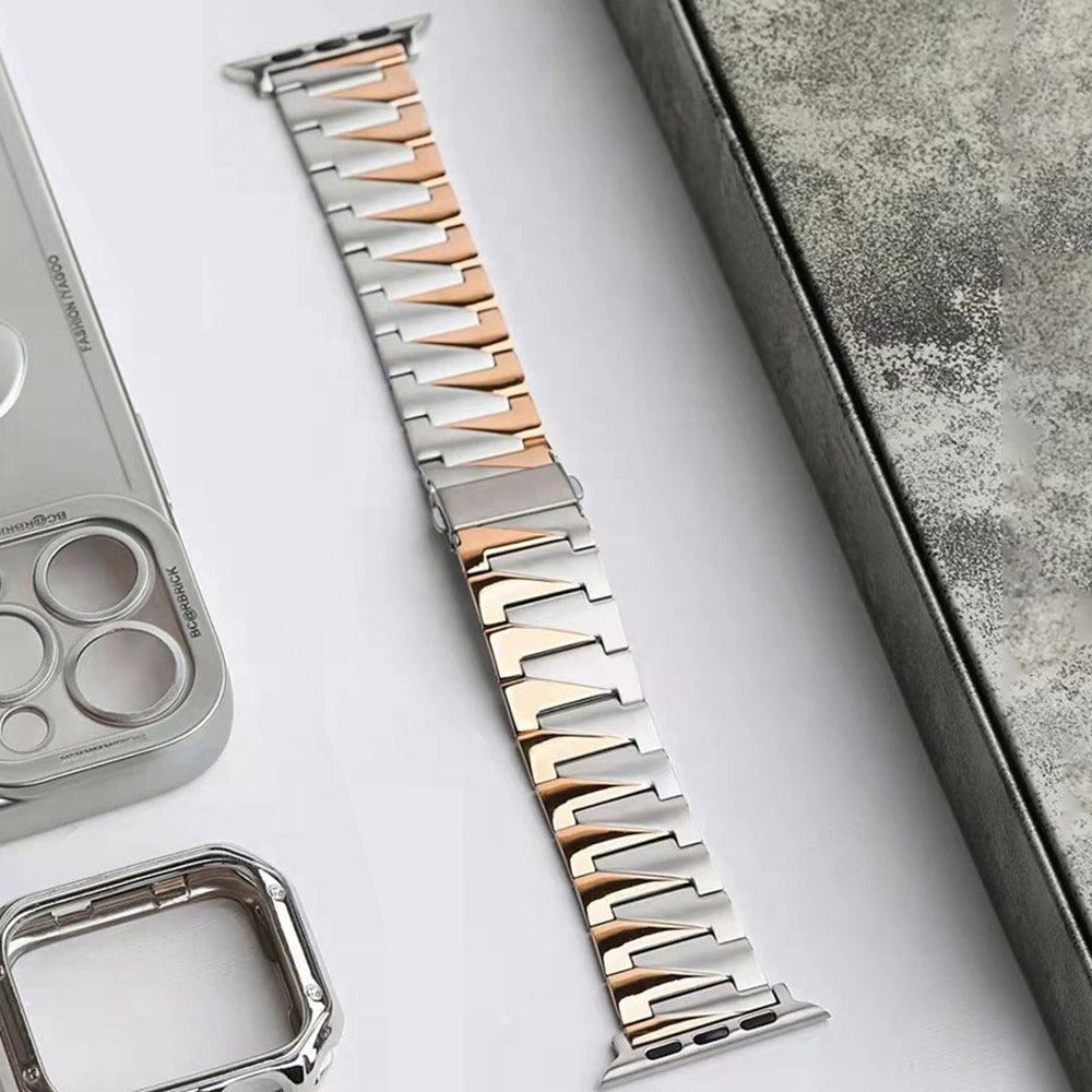 for Apple Watch Series 8 41mm / Series 7 41mm / Watch Series 6 / 5 / 4 / SE / SE(2022) 40mm / Watch Series 1 / 2 / 3 38mm Replacement Strap Stainless Steel Frosted Smartwatch Wrist Band - Silver / Rose Gold