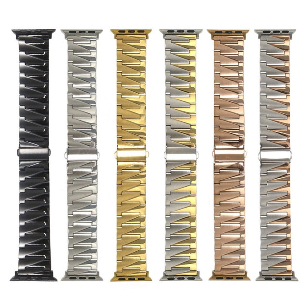 for Apple Watch Ultra 49mm / Series 8 45mm / 7 45mm / 4 / 5 / 6 / SE 44mm / SE (2022) 44mm / Series 1 / 2 / 3 42mm Frosted Stainless Steel Smartwatch Strap Replacement Wrist Band - Gold