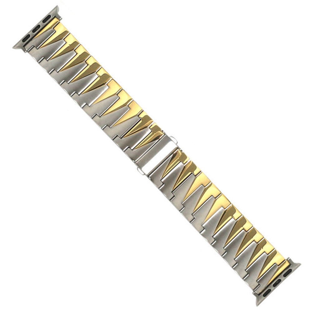 for Apple Watch Ultra 49mm / Series 8 45mm / 7 45mm / 4 / 5 / 6 / SE 44mm / SE (2022) 44mm / Series 1 / 2 / 3 42mm Frosted Stainless Steel Smartwatch Strap Replacement Wrist Band - Silver / Gold