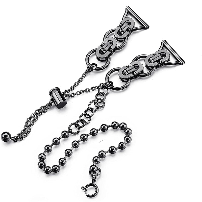 for Samsung Galaxy Watch4 Active 40mm 44mm/Watch4 Classic 46mm 42mm Dual Circle Hollow Out Bead Decor Watch Band Stainless Steel Bracelet Wristband Strap - Black