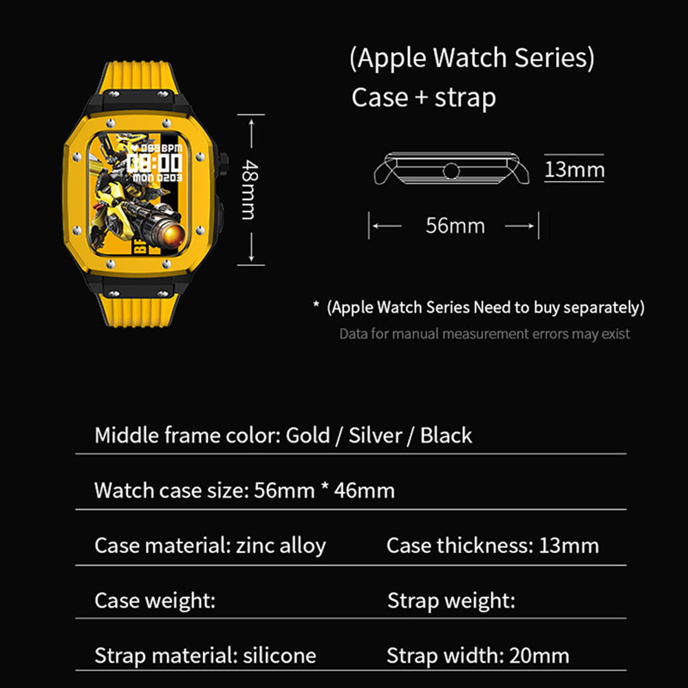 for Apple Watch Series 45mm / SE 44mm / SE (2022) 44mm / Series 4 / 5 / 6 44mm Anti-scratch Silicone Wrist Strap One-piece Watch Band + Metal Watch Case - Green