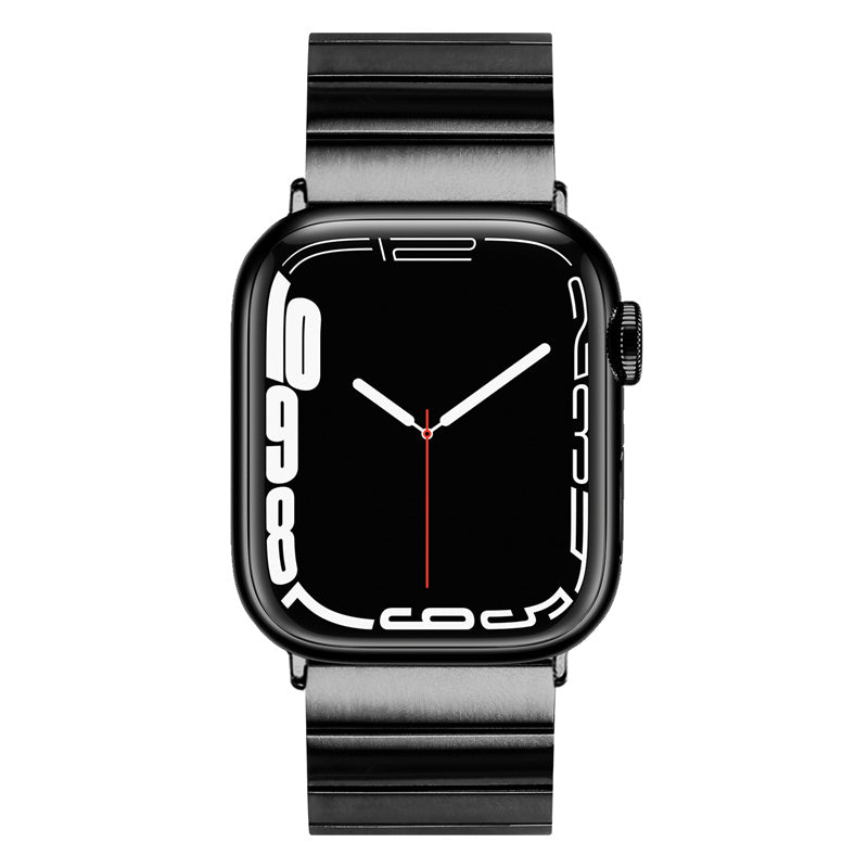 for Apple Watch Series 1 / 2 / 3 38mm / SE / SE(2022) / Series 4 / 5 / 6 40mm / Series 7 41mm / Series 8 41mm Anti-scratch Stainless Steel Buckle Design Smart Watch Band Wrist Strap - Black