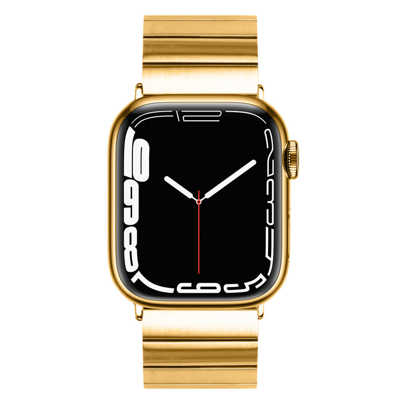 for Apple Watch Series 1 / 2 / 3 38mm / SE / SE(2022) / Series 4 / 5 / 6 40mm / Series 7 41mm / Series 8 41mm Anti-scratch Stainless Steel Buckle Design Smart Watch Band Wrist Strap - Gold