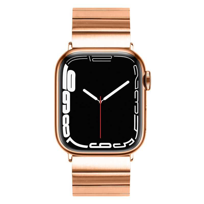 for Apple Watch Series 1 / 2 / 3 38mm / SE / SE(2022) / Series 4 / 5 / 6 40mm / Series 7 41mm / Series 8 41mm Anti-scratch Stainless Steel Buckle Design Smart Watch Band Wrist Strap - Rose Gold
