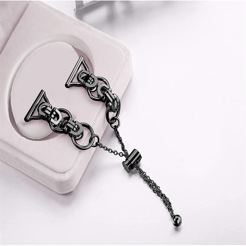 For Samsung Galaxy Watch4 Active 40mm 44mm/Watch4 Classic 46mm 42mm Stainless Steel Watch Band Bead Decor Bracelet Splicing Wristband Strap - Black