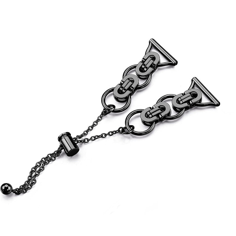 For Samsung Galaxy Watch4 Active 40mm 44mm/Watch4 Classic 46mm 42mm Stainless Steel Watch Band Bead Decor Bracelet Splicing Wristband Strap - Black