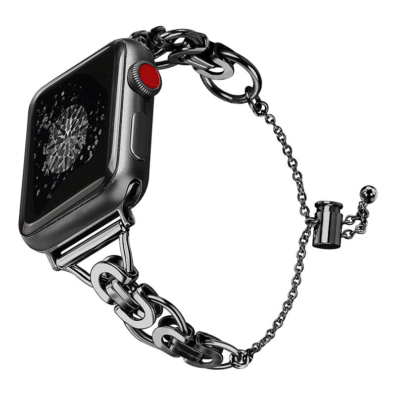 for Apple Watch Series 1 / 2 / 3 38mm / SE / SE(2022) / Series 4 / 5 / 6 40mm / Series 7 41mm / Series 8 41mm Stainless Steel Stylish Hollow Out Smart Watch Band Bracelet - Black