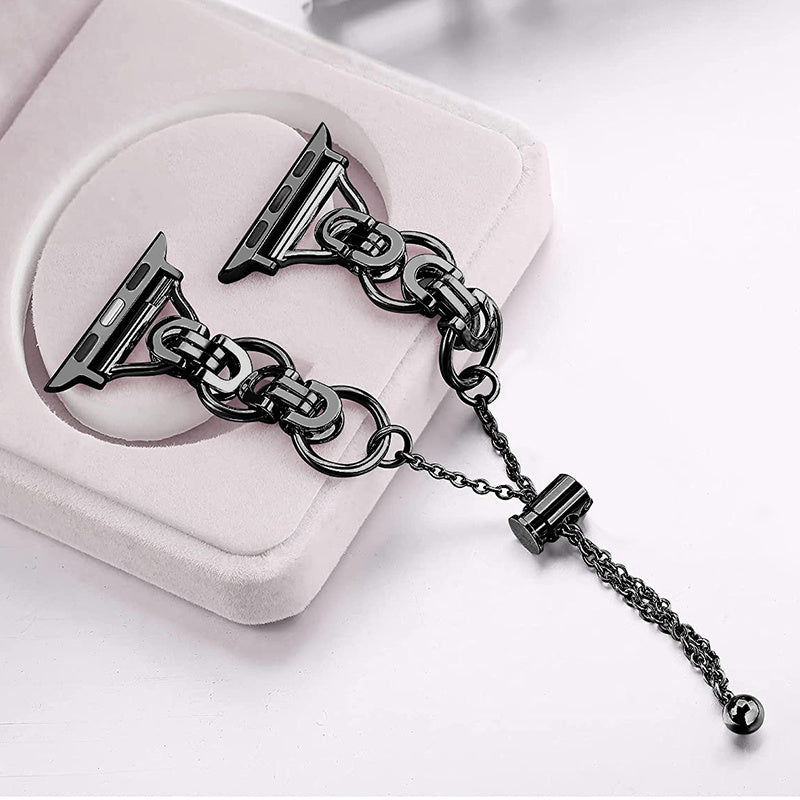 for Apple Watch Series 1 / 2 / 3 38mm / SE / SE(2022) / Series 4 / 5 / 6 40mm / Series 7 41mm / Series 8 41mm Stainless Steel Stylish Hollow Out Smart Watch Band Bracelet - Black