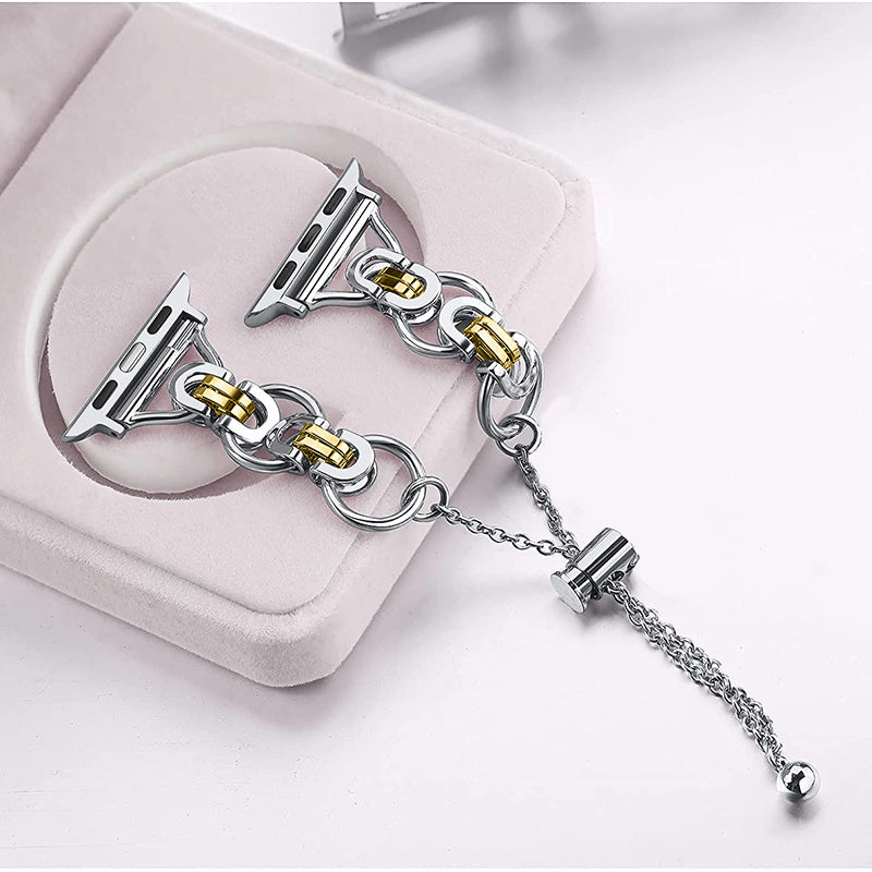 for Apple Watch Series 1 / 2 / 3 38mm / SE / SE(2022) / Series 4 / 5 / 6 40mm / Series 7 41mm / Series 8 41mm Stainless Steel Stylish Hollow Out Smart Watch Band Bracelet - Silver and Gold