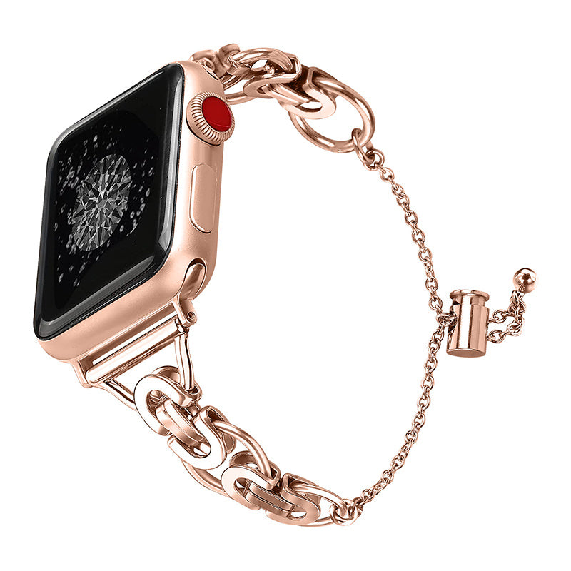 for Apple Watch Series 1 / 2 / 3 38mm / SE / SE(2022) / Series 4 / 5 / 6 40mm / Series 7 41mm / Series 8 41mm Stainless Steel Stylish Hollow Out Smart Watch Band Bracelet - Rose Gold