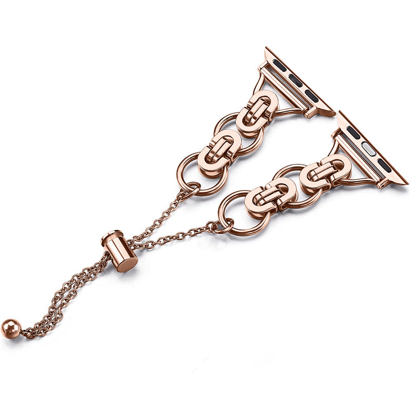 for Apple Watch Series 1 / 2 / 3 38mm / SE / SE(2022) / Series 4 / 5 / 6 40mm / Series 7 41mm / Series 8 41mm Stainless Steel Stylish Hollow Out Smart Watch Band Bracelet - Rose Gold