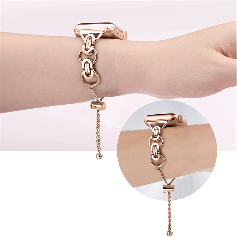 for Apple Watch Series 1 / 2 / 3 38mm / SE / SE(2022) / Series 4 / 5 / 6 40mm / Series 7 41mm / Series 8 41mm Stainless Steel Stylish Hollow Out Smart Watch Band Bracelet - Rose Gold
